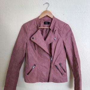 Rose Pink Biker Faux Leather Jacket from ONLY